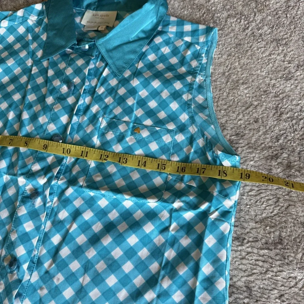 Kate Spade Gingham Fey Top Firoza Spring Sz 6‎